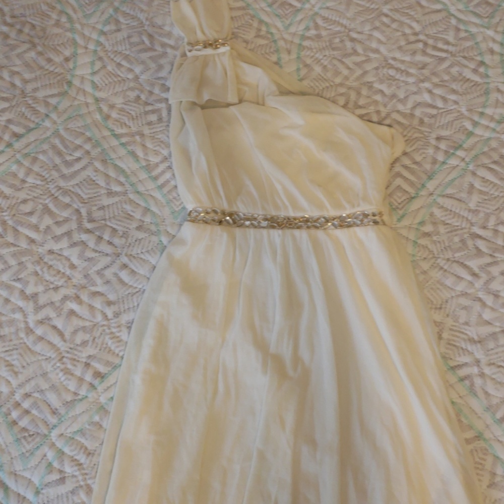 one shoulder dress with sheer top